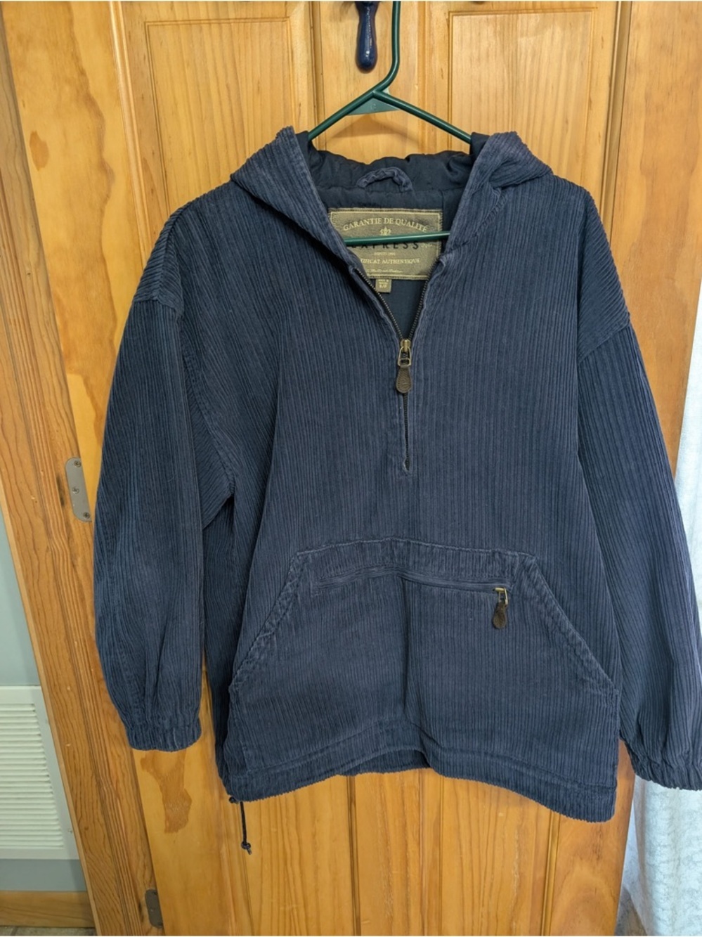 Express Women’s Navy Corduroy Half-Zip Hoodie - Picture 3 of 4